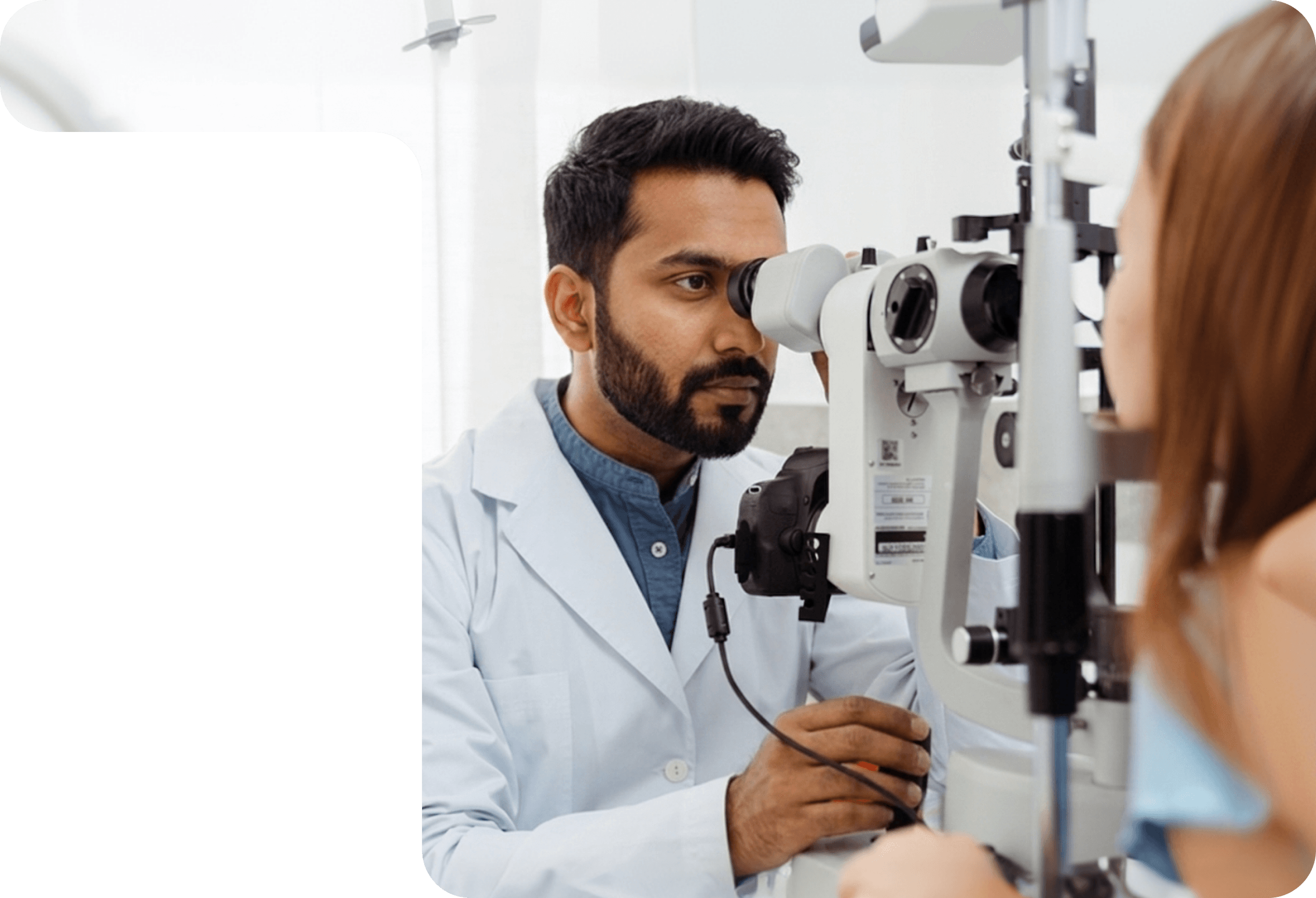 Patient receiving eye exam