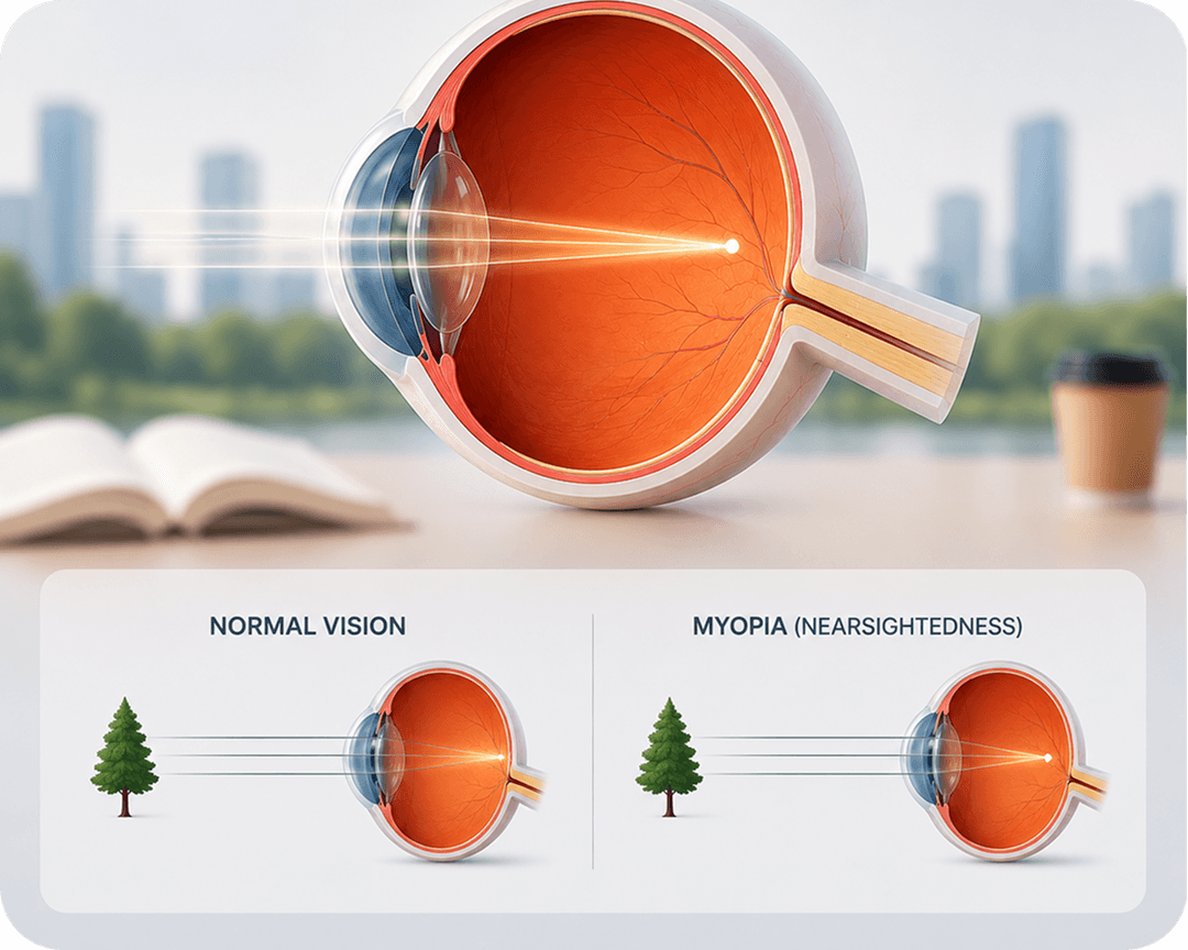 Myopia eye illustration
