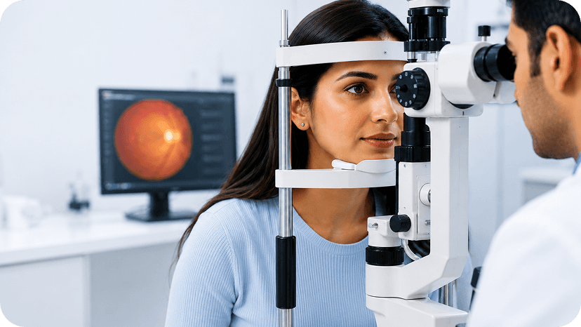 Normal eye alignment and retina eye comparison