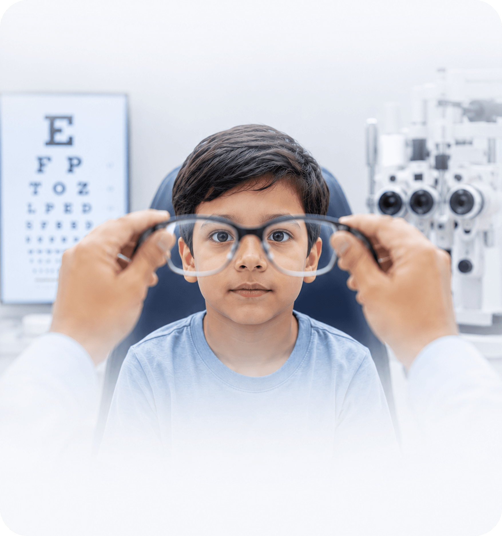 Child undergoing a refraction test