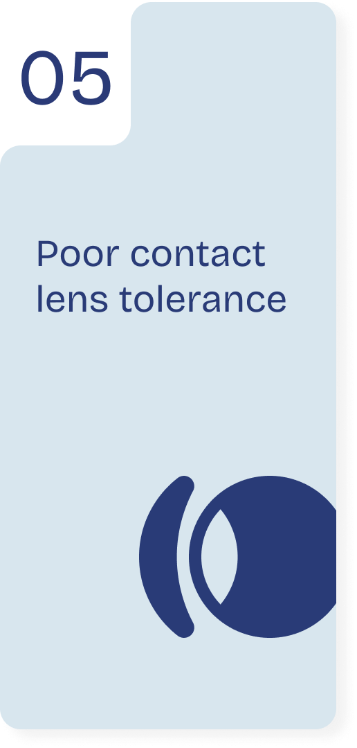 Poor contact lens tolerance